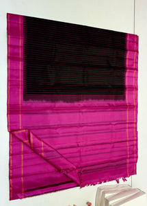 Classic Black & Deep Pink Elegance Kanchipuram Handloom Silk Saree SS25312