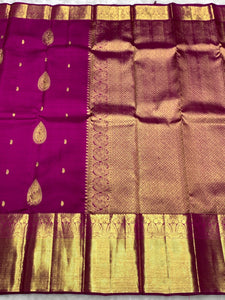 Classic Magenta Purple 2gm Zari Bridal Elegance Kanchipuram Handloom Silk Saree SS25367