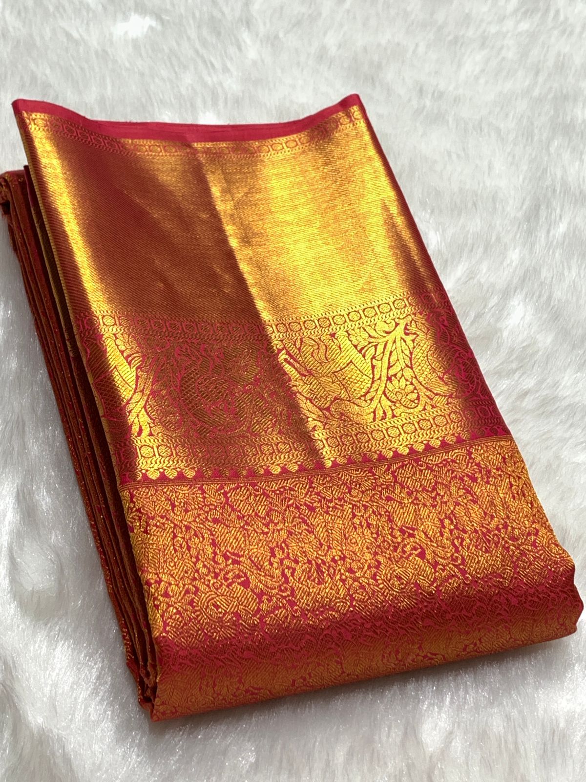 Classic Creamy Pink Dual Toned 2gm Zari Bridal Elegance Kanchipuram Handloom Silk Saree SS25278