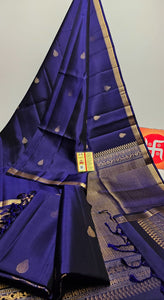 Classic Bluish Violet Elegance Handloom Soft Silk Saree SS24147