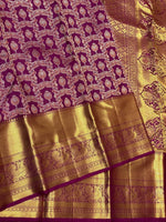 Load image into Gallery viewer, Classic Berry Plum 3gm Zari Meenakari Brocade Bridal Elegance Kanchipuram Handloom Silk Saree SS24706
