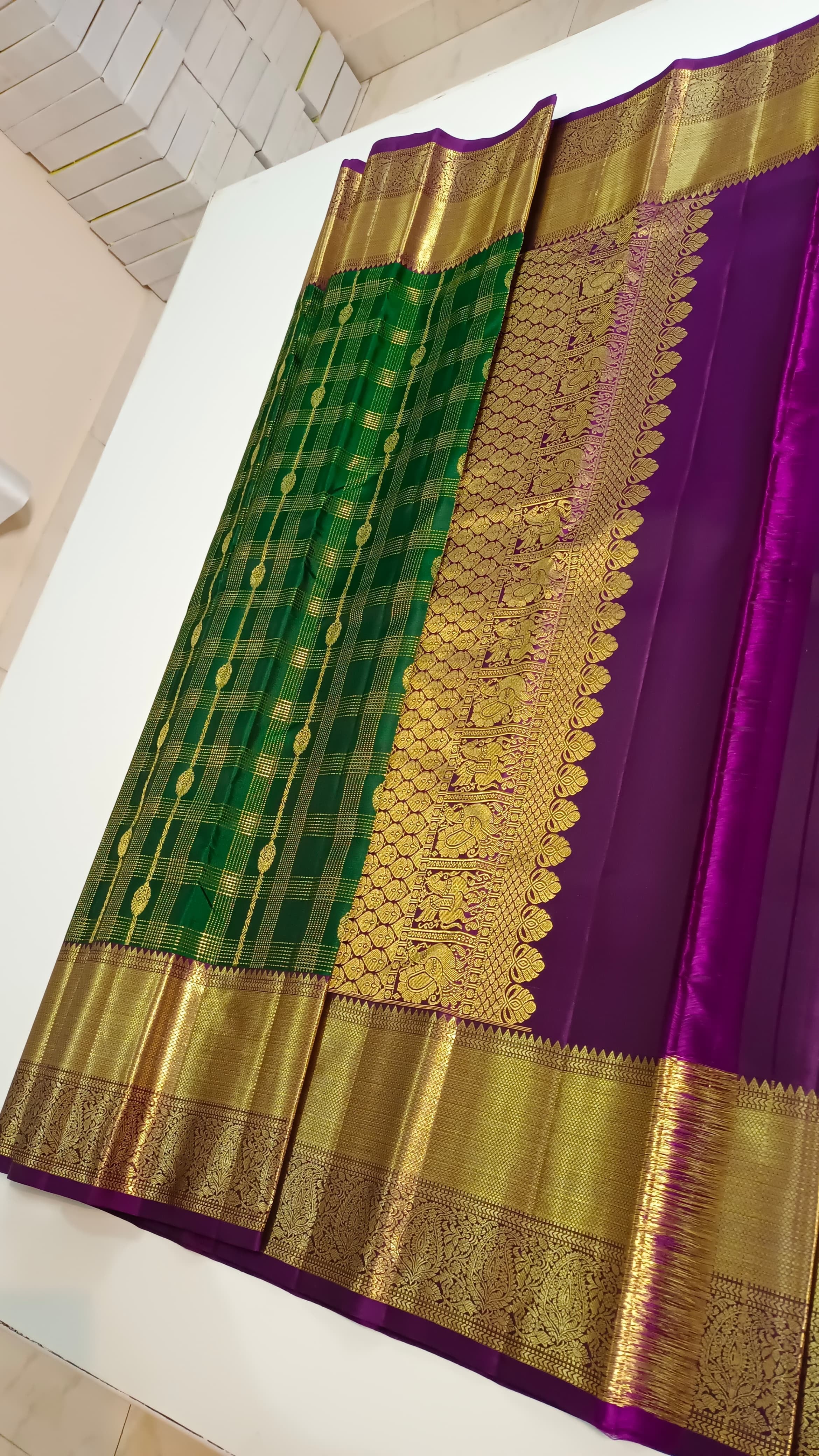 Classic Green & Vadamalli Bridal Elegance Kanchipuram Handloom Silk Saree SS23587