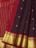 Load image into Gallery viewer, Classic Dark Coffee Brown &amp; Brick Red 2gm Zari Vintage Elegance Kanchipuram Handloom Silk Saree SS27666

