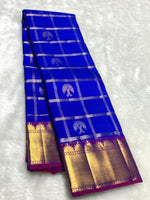 Load image into Gallery viewer, Classic Robin Blue &amp; Purple 2gm Zari Elegance Kanchipuram Handloom Silk Saree SS25364
