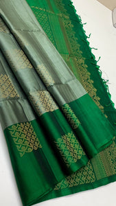 Pista Green & Kelly Green Elegance Handloom Soft Silk Saree SS23253