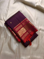 Load image into Gallery viewer, Classic Plum &amp; Orange Red Kanchipuram Handloom Silk Saree SS26028
