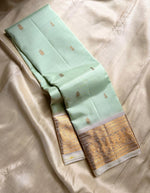 Load image into Gallery viewer, Classic Pastel Sea Green &amp; Pearl White Elegance Kanchipuram Handloom Silk Saree SS23673
