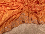 Load image into Gallery viewer, Classic Orange Handwork Elegance Crepe Silk Saree SS24531
