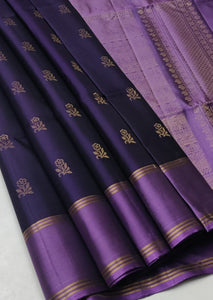 Classic Navy Blue & Lavender Elegance Handloom Soft Silk Saree SS25538