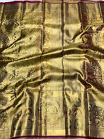 Load image into Gallery viewer, Classic Gold 2gm Zari Bridal Elegance Kanchipuram Handloom Silk Saree SS25365
