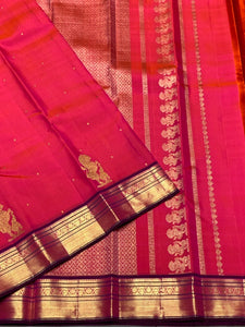 Classic Rose Pink & Purple 2gm Zari Kanchipuram Handloom Silk Saree SS26499