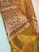 Load image into Gallery viewer, Classic Shimmer Mustard Elegance Kanchipuram Tissue Handloom Silk Saree SS24510
