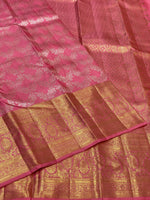 Load image into Gallery viewer, Classic Creamy Pink 3gm Zari Bridal Elegance Kanchipuram Handloom Silk Saree SS24708
