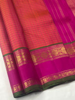 Load image into Gallery viewer, Classic Orange &amp; Fuchsia Pink 2gm Zari Elegance Kanchipuram Handloom Silk Saree SS27533
