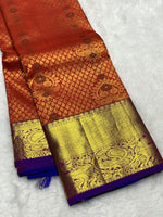 Load image into Gallery viewer, Classic Deep Red &amp; Dark Blue 2gm Zari Bridal Elegance Kanchipuram Handloom Silk Saree SS27883

