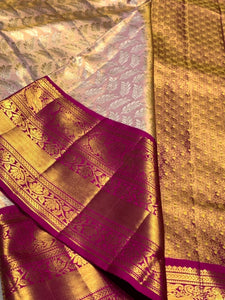 Pastel Pink & Ruby Pink 2gm Zari Bridal Elegance Kanchipuram Handloom Silk Saree SS25284