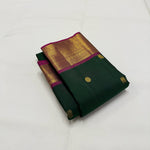 Load image into Gallery viewer, Classic Bottle Green &amp; Deep Pink 1gm Zari Elegance Kanchipuram Handloom Silk Saree SS24847
