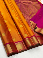 Load image into Gallery viewer, Classic Orange &amp; Pink 2gm Zari Elegance Kanchipuram Handloom Silk Saree SS23751
