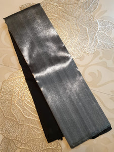 Classic Charcoal Black & Silver 2gm Zari Elegance Kanchipuram Handloom Silk Saree SS24435