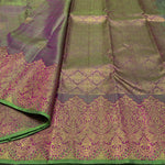 Load image into Gallery viewer, Classic Dual Lavender &amp; Kelly Green 1gm Zari Elegance Kanchipuram Silk Saree SS23834
