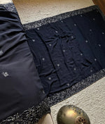 Load image into Gallery viewer, Classic Charcoal Black Elegance Chinnon Crepe Chiffon Silk Saree SS25399
