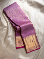 Load image into Gallery viewer, Classic Creamy Lilac &amp; Ruby Pink Bridal Elegance Kanchipuram Handloom Silk Saree SS23700
