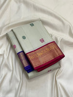 Load image into Gallery viewer, Classic Offwhite Pink &amp; Blue 1gm Zari Butta Korvai Elegance Kanchipuram Handloom Silk Saree SS28301
