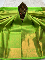 Load image into Gallery viewer, Classic Lime Green 2gm Zari Bridal Elegance Kanchipuram Handloom Silk Saree SS27881
