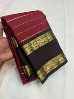 Load image into Gallery viewer, Classic Barn Red &amp; Dark Brown Chocolate 2gm Zari Kanchipuram Handloom Silk Saree SS25837
