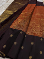 Load image into Gallery viewer, Classic Burnt Orange &amp; Coffee Brown Kanchipuram Handloom Silk Saree SS26409
