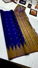 Load image into Gallery viewer, Classic Royal Blue Kanchipuram Handloom Silk Saree SS26260
