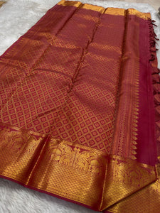 Classic Berry Plum Pink Bridal Elegance Kanchipuram Handloom Silk Saree SS26224