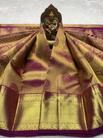 Load image into Gallery viewer, Classic Wine Red 2gm Zari Bridal Elegance Kanchipuram Handloom Silk Saree SS28327
