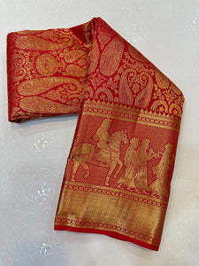 Classic Crimson Red Elegance Kanchipuram Handloom Silk Saree SS24688