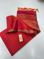 Load image into Gallery viewer, Classic Tangerine Orange Elegance Handloom Soft Silk Saree SS24124
