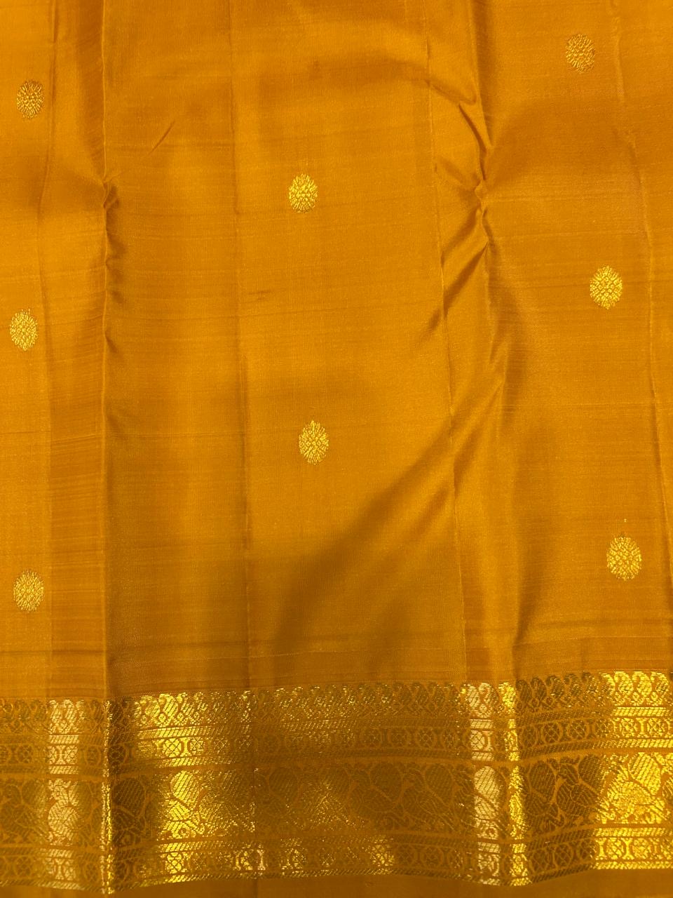 Classic Olive Mustard & Caramel Brown 2gm Zari Elegance Kanchipuram Handloom Silk Saree SS24084