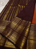 Load image into Gallery viewer, Classic Burnt Orange &amp; Coffee Brown Bridal Elegance Kanchipuram Handloom Silk Saree SS27252
