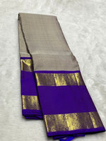 Load image into Gallery viewer, Classic Grey &amp; Purple 2gm Zari Elegance Kanchipuram Silk Saree SS23941
