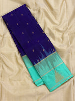 Load image into Gallery viewer, Classic Royal Blue &amp; Aqua Elegance Kanchipuram Handloom Silk Saree SS28634
