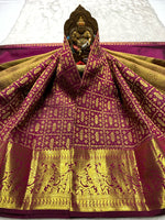 Load image into Gallery viewer, Classic Ruby Plum Bridal Elegance Kanchipuram Handloom Silk Saree SS24861
