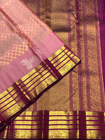 Load image into Gallery viewer, Classic Creamy Pink 2gm Zari Elegance Kanchipuram Handloom Silk Saree SS25366
