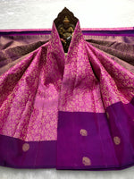 Load image into Gallery viewer, Classic Pink &amp; Purple 2gm Zari Elegance Kanchipuram Handloom Silk Saree SS25365
