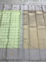 Load image into Gallery viewer, Classic Grey &amp; Lime 2gm Zari Kanchipuram Handloom Silk Saree SS25930
