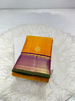 Load image into Gallery viewer, Classic Mango Yellow &amp; Plum 2gm Zari Kanchipuram Handloom Silk Saree SS25995
