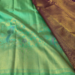 Load image into Gallery viewer, Classic Sea Green &amp; Plum 2gm Zari Elegance Kanchipuram Handloom Silk Saree SS28206
