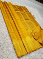 Load image into Gallery viewer, Classic Mango Yellow 2gm Zari Bridal Elegance Kanjivaram Handloom Silk Saree SS23187
