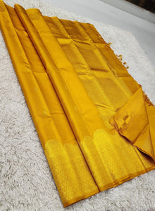 Classic Mango Yellow 2gm Zari Bridal Elegance Kanjivaram Handloom Silk Saree SS23187