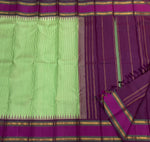 Load image into Gallery viewer, Classic Light Green &amp; Wine Red 1gm Zari Vintage Thread Checks Korvai Kanchipuram Handloom Silk Saree SS26897

