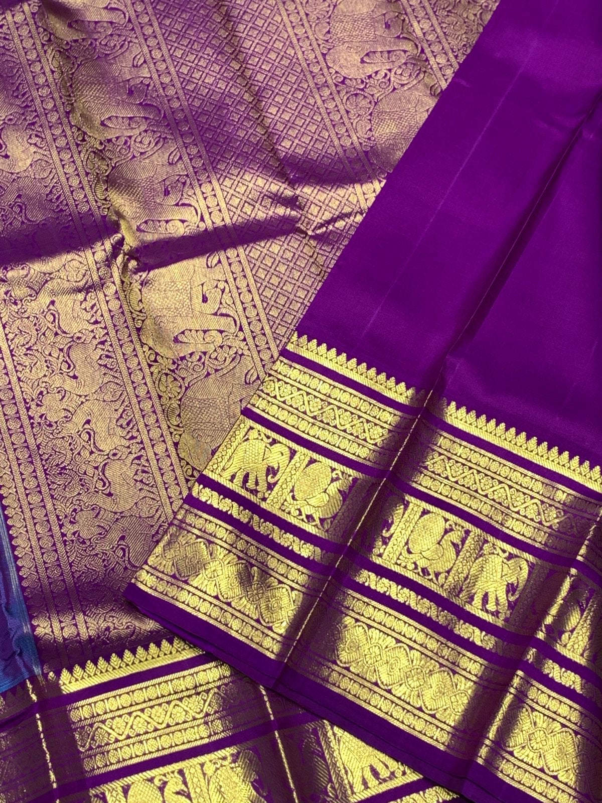 Classic Azure Blue & Vadamalli 2gm Zari Bridal Elegance Kanchipuram Handloom Silk Saree SS25275