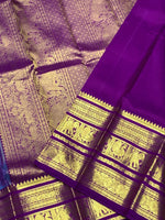 Load image into Gallery viewer, Classic Azure Blue &amp; Vadamalli 2gm Zari Bridal Elegance Kanchipuram Handloom Silk Saree SS25275

